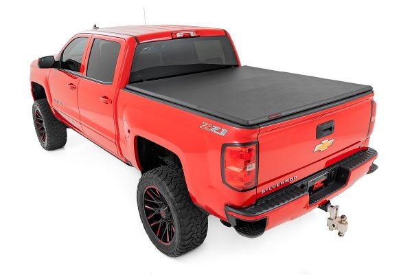 Soft Tri-Fold Bed Cover | 5 9  Bed | Chevy GMC 1500 (14-18 & Classic) For Sale