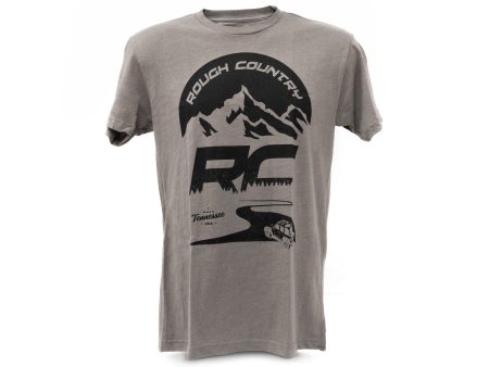 Rough Country T-Shirt | RC Mountains | Warm Gray | XL For Sale