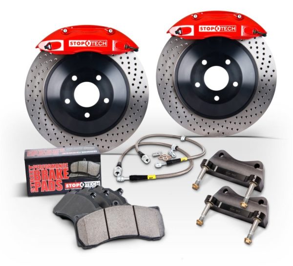 StopTech 05-14 Ford Mustang GT BBK Front ST-60 Red Calipers 1pc 355x32 Slotted Rotors For Sale