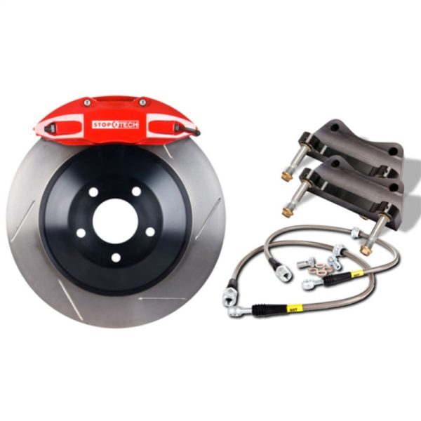 StopTech 05-14 Ford Mustang GT BBK Front ST-60 Red Calipers 1pc 355x32 Drilled Rotors Hot on Sale