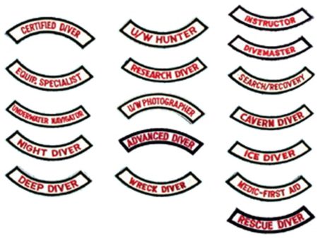 Trident Scuba Diving Assorted Patches, Certified Diver, Deep Diver etc. on Sale